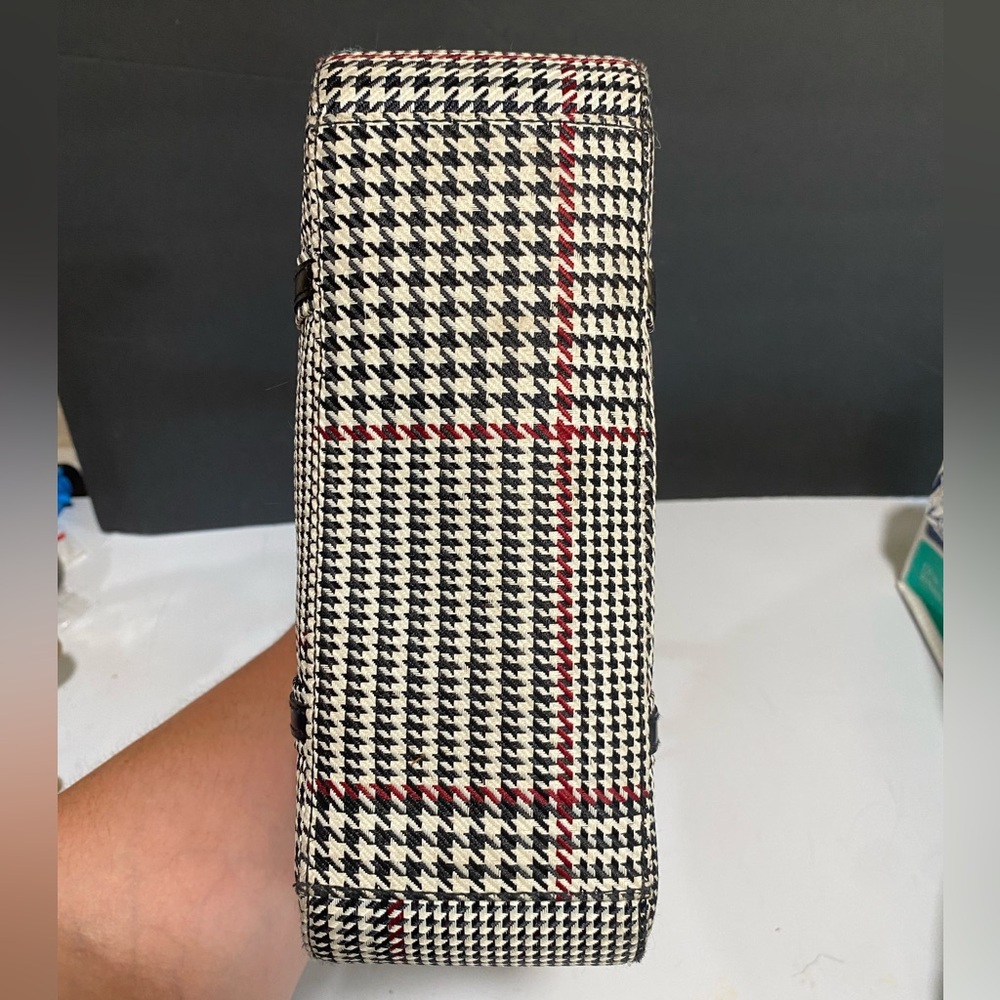 Ralph Lauren Black Grey and Red Stripe Houndstooth Tote Shoulder Bag - Picture 5 of 16